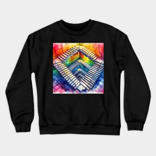 Psychedelic looking abstract illustration of Escher stairs Crewneck Sweatshirt